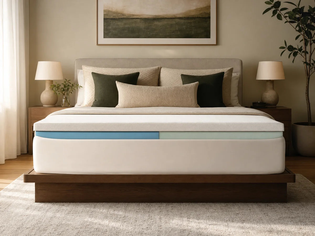 Comfy Couples topper inserts arranged to show its replaceable comfort components