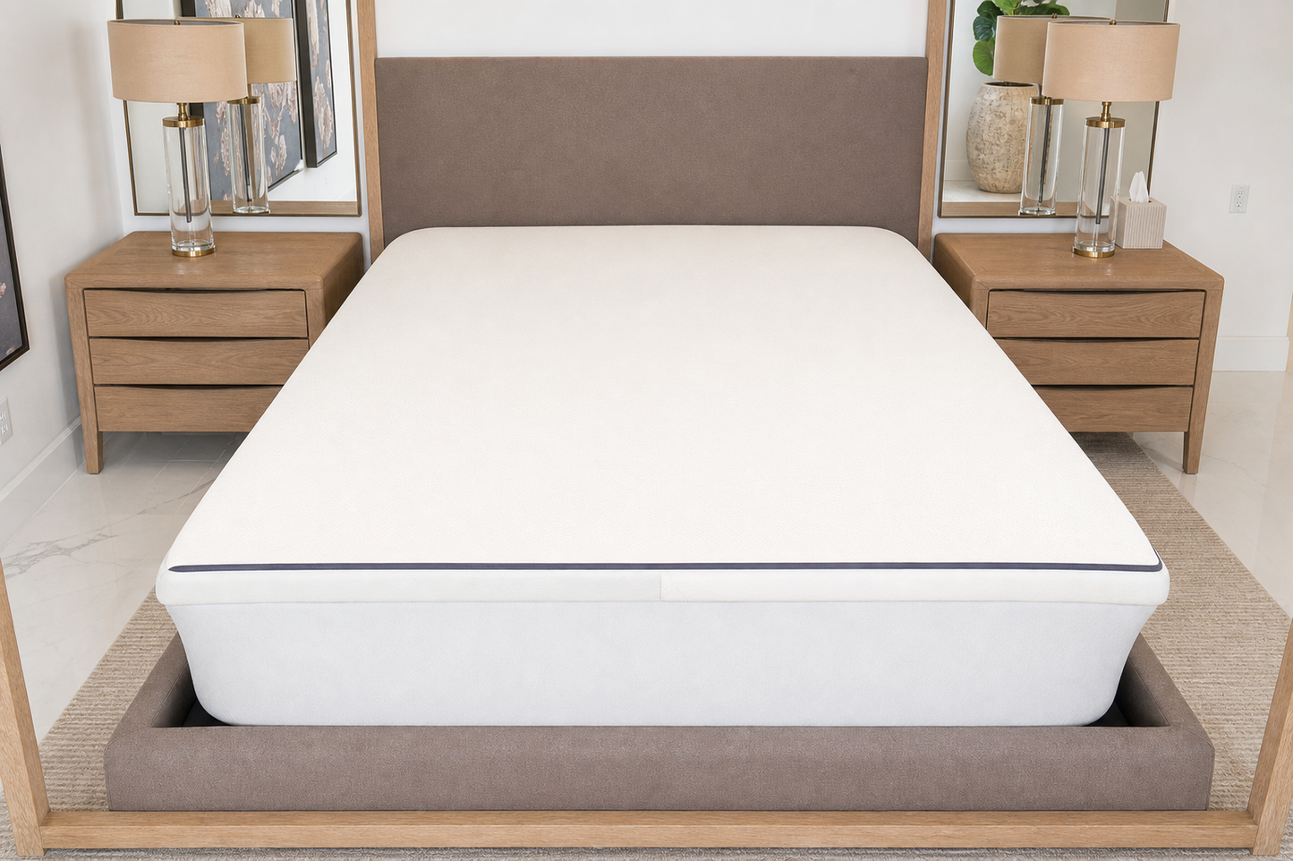 Comfy Couples Dual Topper on a bed with one smooth shared sleep surface